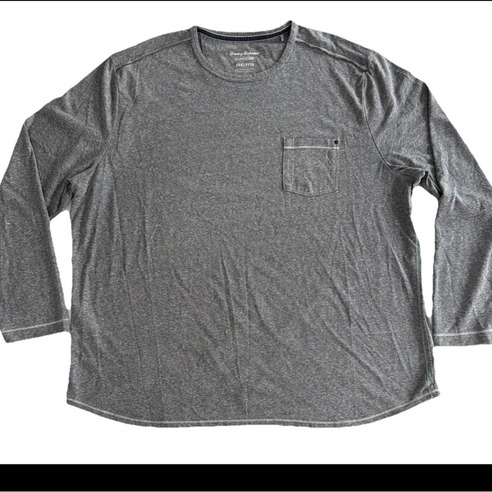 Tommy Bahama Mens Long Sleeve Crew Neck Pocket Pullover, Grey, 3XL